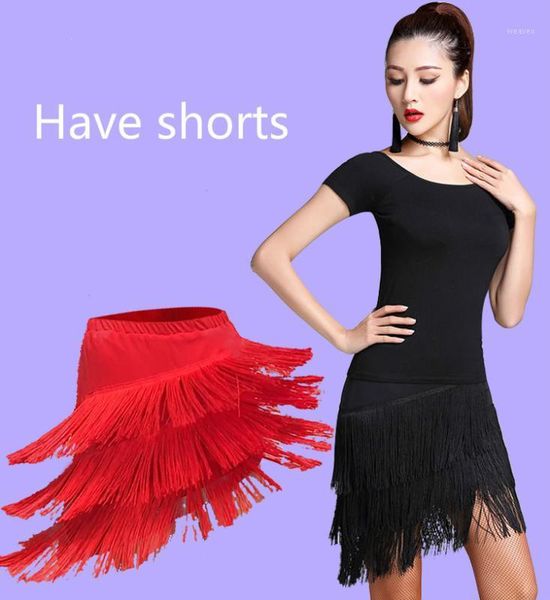 

latin dance skirt women costume samba tango kinds of tassels dresses competition performamnce salsa lady latin1, Black;red