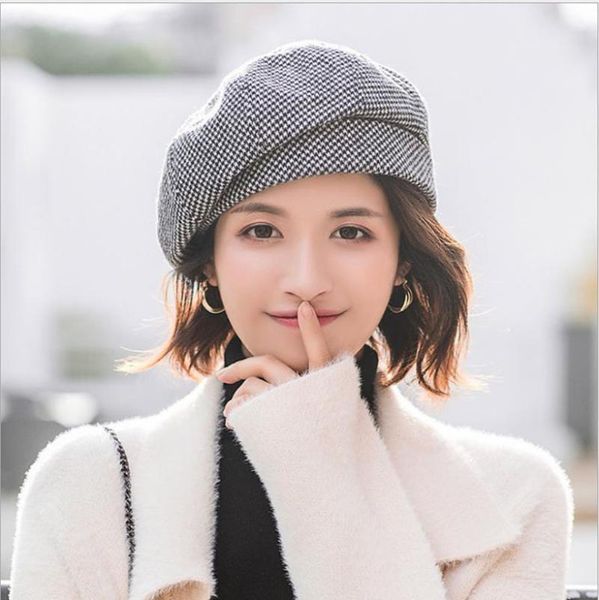 beret lady in autumn/winter vintage british thousands of birds korean version of a versatile hat lady fashion check day painter', Blue;gray
beret lady in autumn/winter vintage british thousands of birds korean version of a versatile hat lady fashion check day painter', Blue;gray