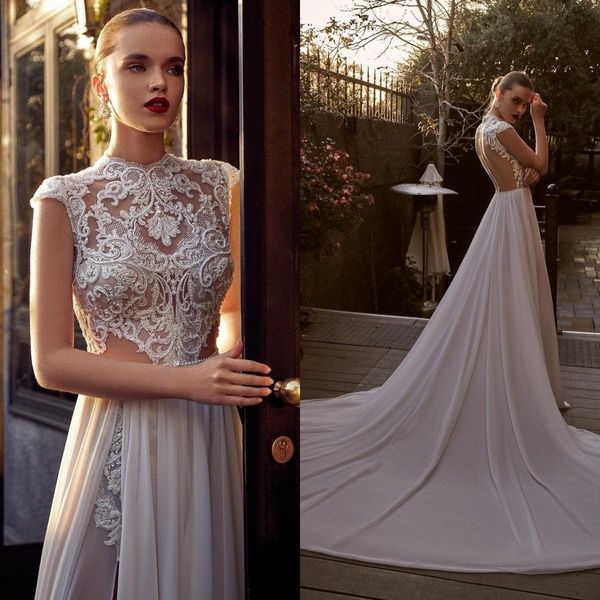 side slit beaded wedding dresses 2021 high neck cap sleeves lace a line bridal gowns boho beach illusion back robes de mariée al7543, White
side slit beaded wedding dresses 2021 high neck cap sleeves lace a line bridal gowns boho beach illusion back robes de mariée al7543, White