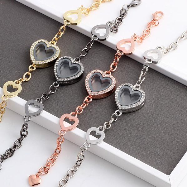 link, chain 10pcs/lot heart floating locket charm bracelet & bangles rhinestone glass living memory pendant bracelets women, Black
link, chain 10pcs/lot heart floating locket charm bracelet & bangles rhinestone glass living memory pendant bracelets women, Black