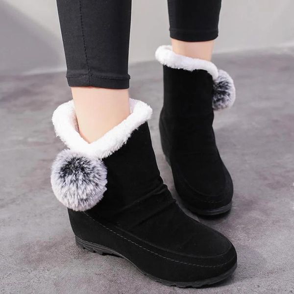 women snow boots suede hairball round toe warm slip-on wedges cotton shoes ty66, Black
women snow boots suede hairball round toe warm slip-on wedges cotton shoes ty66, Black