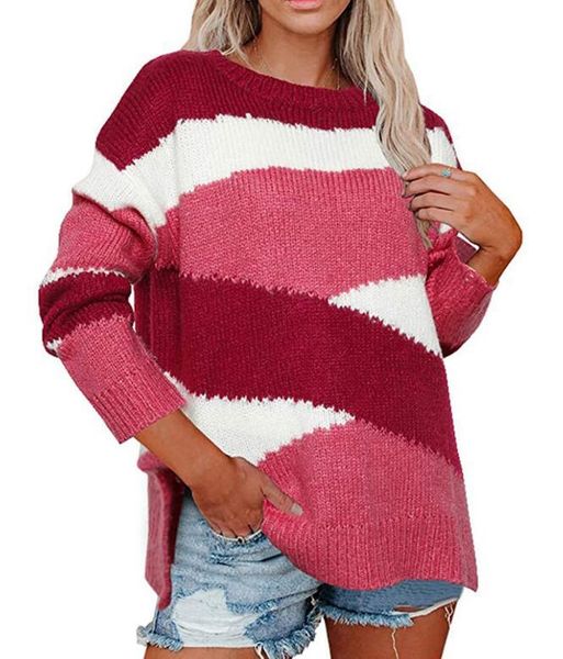 women's sweaters autumn and winter european american loose knit sweater irregular stripes color matching women pullover, White;black
women's sweaters autumn and winter european american loose knit sweater irregular stripes color matching women pullover, White;black