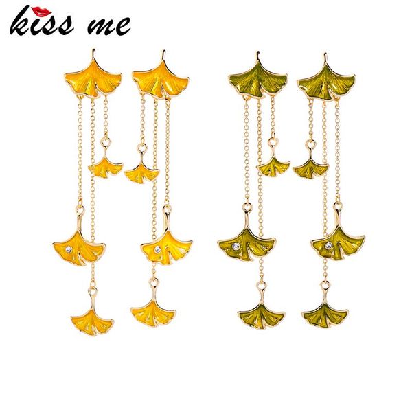 kissme two-tone enamel crystal ginkgo leaves different length chain tassel drop earrings for women gifts new fashion accessories, Silver
kissme two-tone enamel crystal ginkgo leaves different length chain tassel drop earrings for women gifts new fashion accessories, Silver