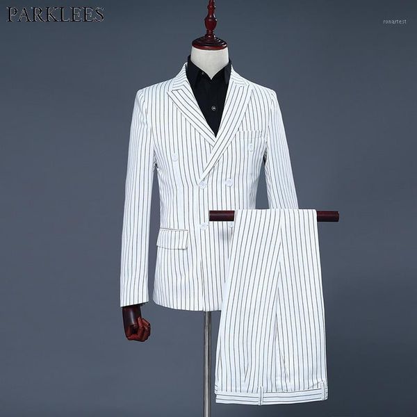 fashion white striped double breasted suit men 2018 brand wedding groom tuxedos 2 piece suit (jacket+pants) men costume homme1, White;black
fashion white striped double breasted suit men 2018 brand wedding groom tuxedos 2 piece suit (jacket+pants) men costume homme1, White;black