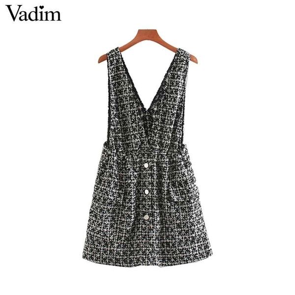 vadim women elegant tweed suspender skirt pockets button decorate overalls female retro casual stylish mini skirts ba861 y200326, Black
vadim women elegant tweed suspender skirt pockets button decorate overalls female retro casual stylish mini skirts ba861 y200326, Black