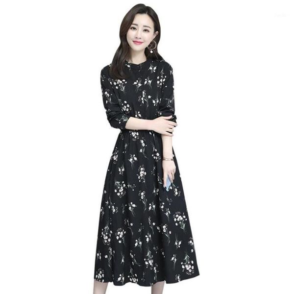 women printing chiffon dress 2019 new spring long sleeve o-neck vintage dresses female high waist casual black long dress1, Black;gray
women printing chiffon dress 2019 new spring long sleeve o-neck vintage dresses female high waist casual black long dress1, Black;gray