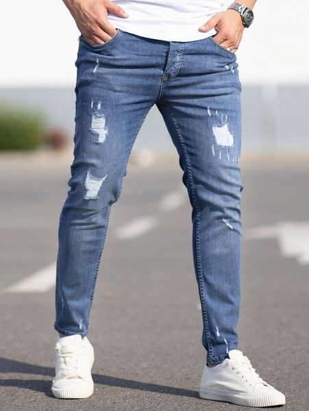 men ripped frayed skinny jeans p05a#, Blue
men ripped frayed skinny jeans p05a#, Blue