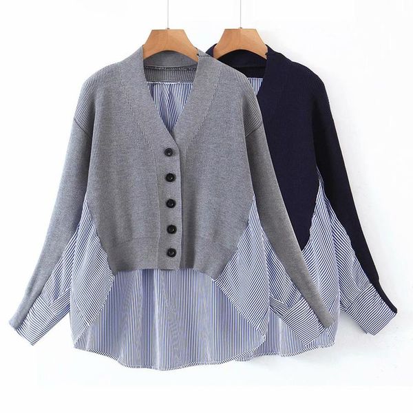 spring autumn women cardigans sweaters 2020 new loose stripe stripe splicing sweater casual long sleeve female elegant outwear, White
spring autumn women cardigans sweaters 2020 new loose stripe stripe splicing sweater casual long sleeve female elegant outwear, White