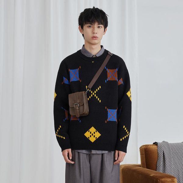 men's sweaters 2021 autumn korean jacquard knitwear fashion crew-neck sweater men, White;black
men's sweaters 2021 autumn korean jacquard knitwear fashion crew-neck sweater men, White;black