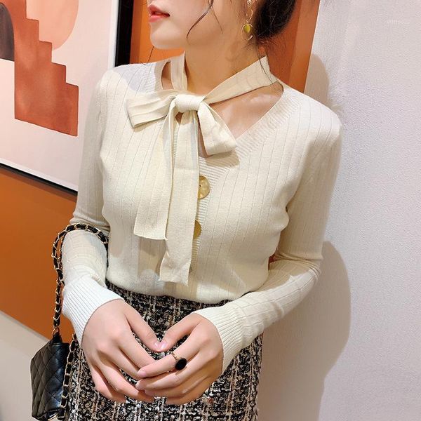 women's sweaters winter 2021 v-neck pullovers women cultivate morality long-sleeved with bowknot sweater coat1, White;black
women's sweaters winter 2021 v-neck pullovers women cultivate morality long-sleeved with bowknot sweater coat1, White;black
