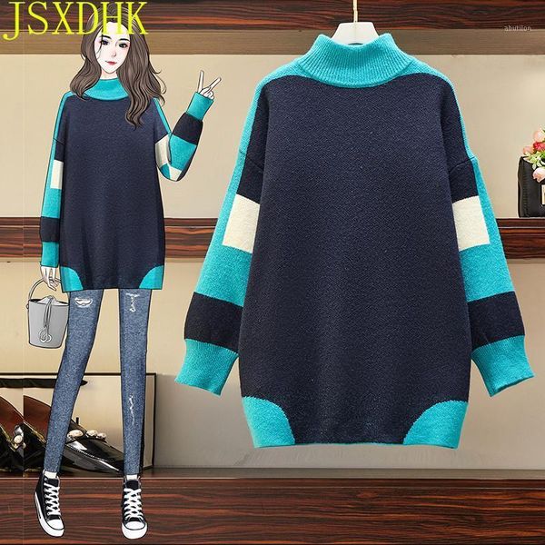 women's sweaters jsxdhk plus-size autumn and winter 2021 sweater women's korean style lazy loose fashion knitted pullover jumper, White;black 
women's sweaters jsxdhk plus-size autumn and winter 2021 sweater women's korean style lazy loose fashion knitted pullover jumper, White;black