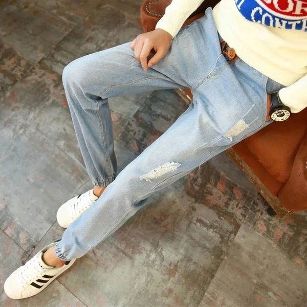 makif men's men's teenager studentsankle-binding pants jeans and jeans with holes and small feet pants slim-fit harem nine-point f, Blue
makif men's men's teenager studentsankle-binding pants jeans and jeans with holes and small feet pants slim-fit harem nine-point f, Blue
