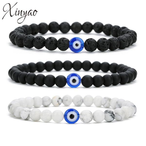 xinyao trendy evil eye charm bracelet for women black white color 6mm adjustable lava stone beads bracelet bangles jewelry, Golden;silver
xinyao trendy evil eye charm bracelet for women black white color 6mm adjustable lava stone beads bracelet bangles jewelry, Golden;silver
