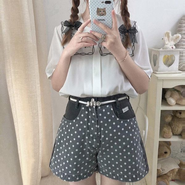 summer vintage denim shorts harajuku high waist polka dot wide leg jean shorts womens korean style sweet girls short jeans1, White;black
summer vintage denim shorts harajuku high waist polka dot wide leg jean shorts womens korean style sweet girls short jeans1, White;black