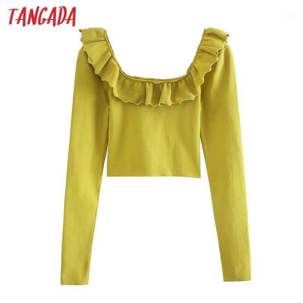 tangada women 2020 fashion ruffles crop knitted sweater jumper female slim pullovers chic qj591, White;black
tangada women 2020 fashion ruffles crop knitted sweater jumper female slim pullovers chic qj591, White;black