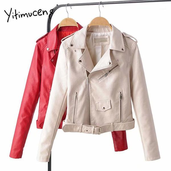 women's leather & faux yitimuceng red jacket autumn winter punk female white biker motorcycle women with belt blazer 20211, Black
women's leather & faux yitimuceng red jacket autumn winter punk female white biker motorcycle women with belt blazer 20211, Black