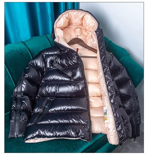 short, stylish and women's down jacket with a thick hooded coat, Black