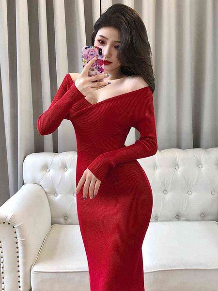 party dresswomen's long sleeved knitted dress sweater elegant and v-neck cross tight and elastic fashion autumn, White;black
party dresswomen's long sleeved knitted dress sweater elegant and v-neck cross tight and elastic fashion autumn, White;black