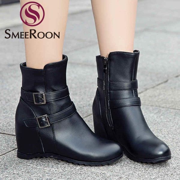 Smeeroon big size 34-43 ankle boots women round toe zip height increaseing ladies boots buckle autumn winter 2020 new, Black
Smeeroon big size 34-43 ankle boots women round toe zip height increaseing ladies boots buckle autumn winter 2020 new, Black