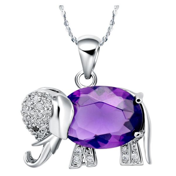 chains nice arrival cute elephant shape design with purple crystal pendant plating necklace, Silver
chains nice arrival cute elephant shape design with purple crystal pendant plating necklace, Silver
