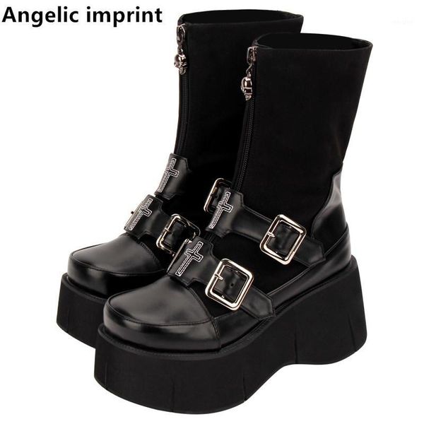 angelic imprint mori girl women motorcycle punk boots lady lolita middle boots woman high heels pumps shoes buckle cross 33-471, Black
angelic imprint mori girl women motorcycle punk boots lady lolita middle boots woman high heels pumps shoes buckle cross 33-471, Black