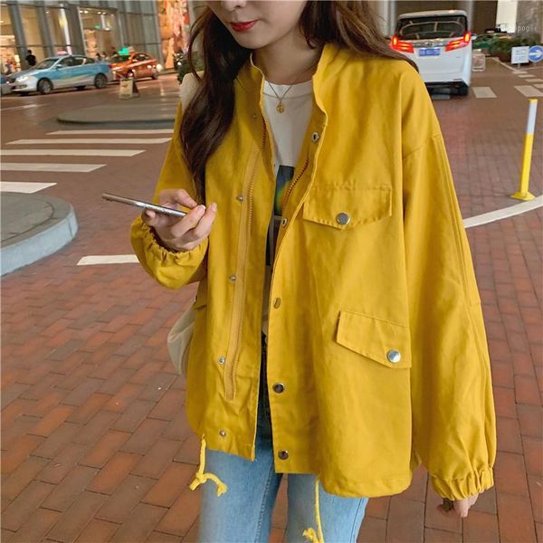 spring autumn women lolita style jackets korean solid color stand collar pockets decor zipper drawstring loose coat for student1, Black;brown
spring autumn women lolita style jackets korean solid color stand collar pockets decor zipper drawstring loose coat for student1, Black;brown