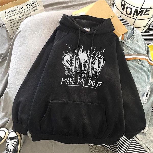 winter satan gothic letter loose dark long sleeve large size fun fashion punk women loose fun new vintage hooded sweatshirt, Black
winter satan gothic letter loose dark long sleeve large size fun fashion punk women loose fun new vintage hooded sweatshirt, Black