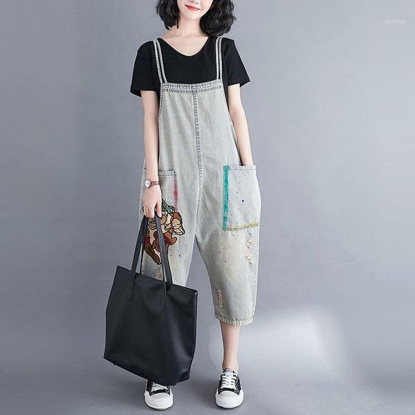 women's jeans lugentolo jumpsuit summer high waist korean plus size loose harem calf-length pants washed pockets pattern1, Blue
women's jeans lugentolo jumpsuit summer high waist korean plus size loose harem calf-length pants washed pockets pattern1, Blue