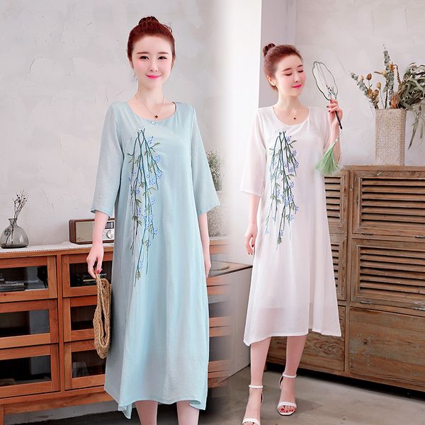 women will see plus size embroidered midi dress bordata vintage flower thin occasional blouse loose beach dresses for woman oams, Black;gray
women will see plus size embroidered midi dress bordata vintage flower thin occasional blouse loose beach dresses for woman oams, Black;gray