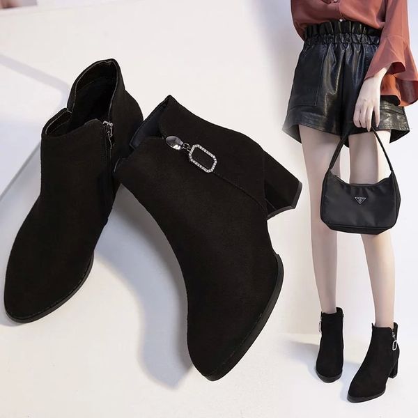 plus size faux suede women ankle boots 2020 winter flock high heels crystal office ladies shoes zipper booties botas mujer 8770n #ce7v, Black
plus size faux suede women ankle boots 2020 winter flock high heels crystal office ladies shoes zipper booties botas mujer 8770n #ce7v, Black