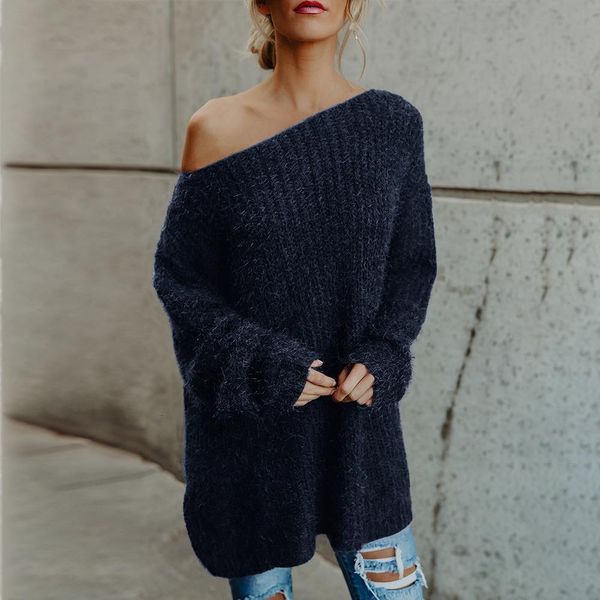 women sweater warm autumn lady casual loose long-sleeved with shoulders knitted sweater new women's large plush shoulder sweater, White;black
women sweater warm autumn lady casual loose long-sleeved with shoulders knitted sweater new women's large plush shoulder sweater, White;black