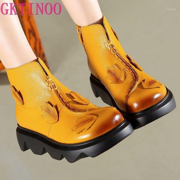 boots gktinoo comfortable genuine leather women's thick-soled platform shoes wedge heel short casual retro boot round toe1, Black
boots gktinoo comfortable genuine leather women's thick-soled platform shoes wedge heel short casual retro boot round toe1, Black