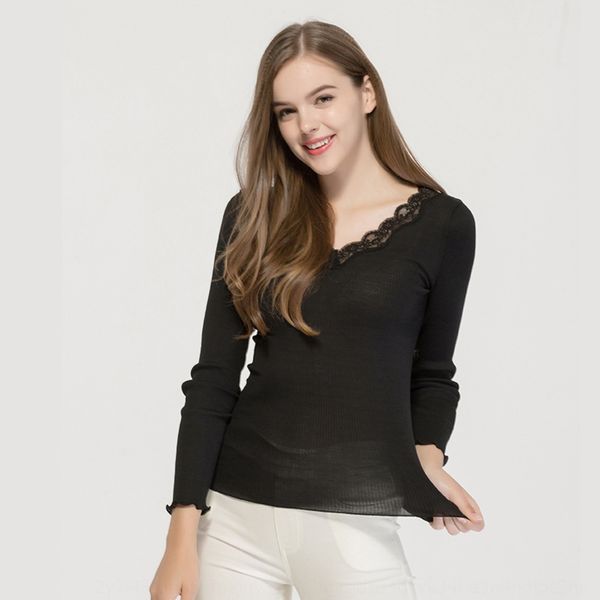 silk seamless long sleeve t-shirt for women spring new silk thread elastic knitting slim v-neck lace bottoming lace silkt-shirt silkshirt do, White
silk seamless long sleeve t-shirt for women spring new silk thread elastic knitting slim v-neck lace bottoming lace silkt-shirt silkshirt do, White