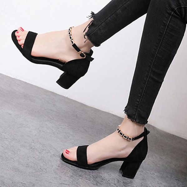 square toe high heels thick heel women sandals summer casual daily sandals flocking word belt leisure buckle, Black
square toe high heels thick heel women sandals summer casual daily sandals flocking word belt leisure buckle, Black
