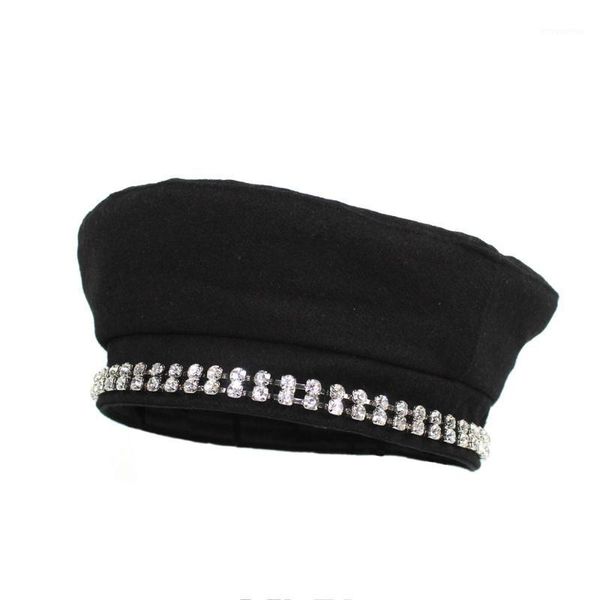 women's hat french beret hat winter warm wool knit with solid color rhinestone berets female fashion beanie caps1, Blue;gray
women's hat french beret hat winter warm wool knit with solid color rhinestone berets female fashion beanie caps1, Blue;gray