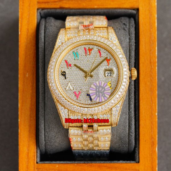 8 styles luxury watches rrf 41mm datejust iced out full diamond eta2836 automatic mens watch pavé diamonds arabic dial 18k gold bracelet gen, Slivery;brown
8 styles luxury watches rrf 41mm datejust iced out full diamond eta2836 automatic mens watch pavé diamonds arabic dial 18k gold bracelet gen, Slivery;brown
