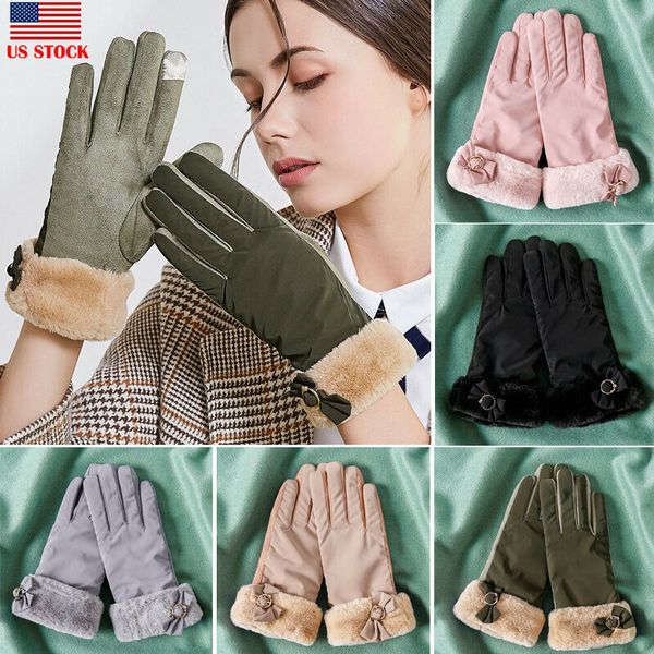 women warm smart touch screen gloves windproof driving winter gloves full finger bow fleece solid ladies mittens, Blue;gray
women warm smart touch screen gloves windproof driving winter gloves full finger bow fleece solid ladies mittens, Blue;gray