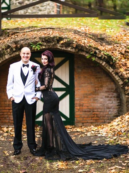 2021 new black optic mermaid bow sleeve see through sweep train arrival mariee robe wedding gown flpl, White
2021 new black optic mermaid bow sleeve see through sweep train arrival mariee robe wedding gown flpl, White
