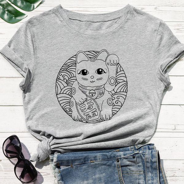 high aesthetic new women t-shirt multicolor letter print t shirt lucky cat with simple japanese style graphic versatile t shirt, White
high aesthetic new women t-shirt multicolor letter print t shirt lucky cat with simple japanese style graphic versatile t shirt, White
