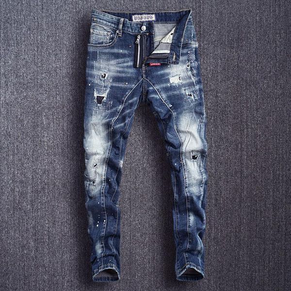 fashion skinny jeans men slim fit ripped jeans man hip hop pants streetwear biker jean droit pantalones de hombre, Blue
fashion skinny jeans men slim fit ripped jeans man hip hop pants streetwear biker jean droit pantalones de hombre, Blue