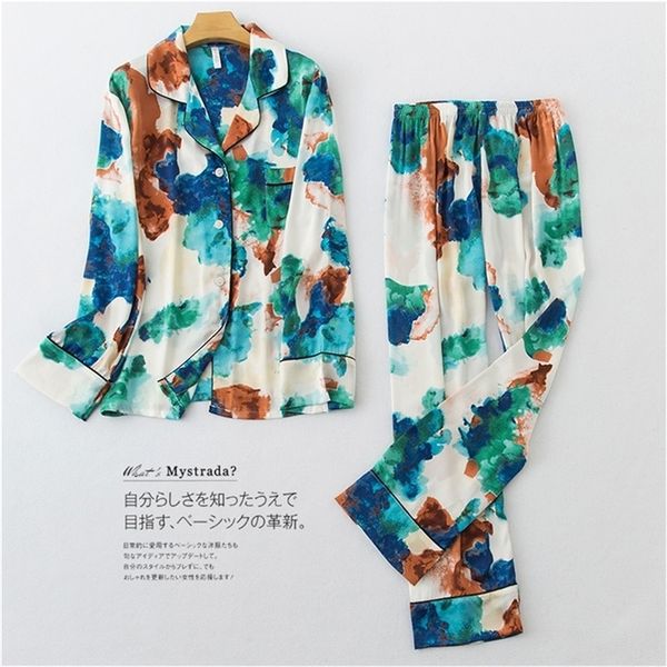 daeyard women's silk pajamas set spring luxury overall print pyjamas european style outwear shirts&pants 2pcs sleepwear homewear y20070, Black;red
daeyard women's silk pajamas set spring luxury overall print pyjamas european style outwear shirts&pants 2pcs sleepwear homewear y20070, Black;red