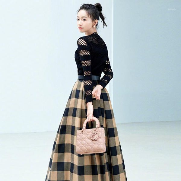 runway new fashion autumn party hollow sweater and slim suspender casual plaid half skirt vintage elegant chic women's sets1, Gray
runway new fashion autumn party hollow sweater and slim suspender casual plaid half skirt vintage elegant chic women's sets1, Gray
