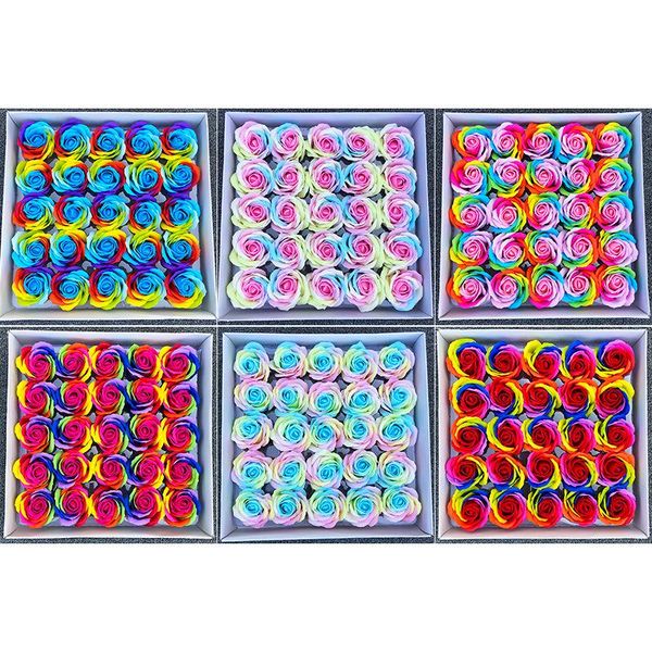 25pcs/box fake rainbow colorful big rose soap flower head creative gift box bouquet making flower shop valentine's day gift
25pcs/box fake rainbow colorful big rose soap flower head creative gift box bouquet making flower shop valentine's day gift