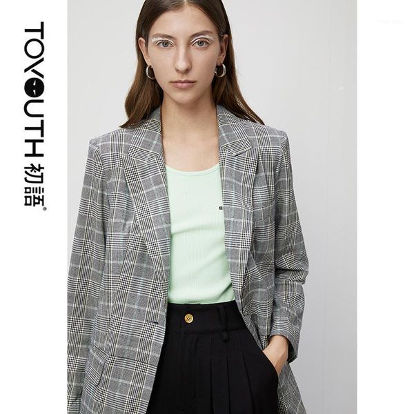 toyouth british style office ladies blazers 2020 spring single button plaid women blazer all-match long sleeve outwear coat1, White;black
toyouth british style office ladies blazers 2020 spring single button plaid women blazer all-match long sleeve outwear coat1, White;black