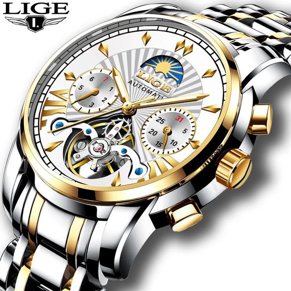 lige men watches automatic / mechanical / luxury watch men sport wristwatch tourbillon automatic date clock, Slivery;brown
lige men watches automatic / mechanical / luxury watch men sport wristwatch tourbillon automatic date clock, Slivery;brown
