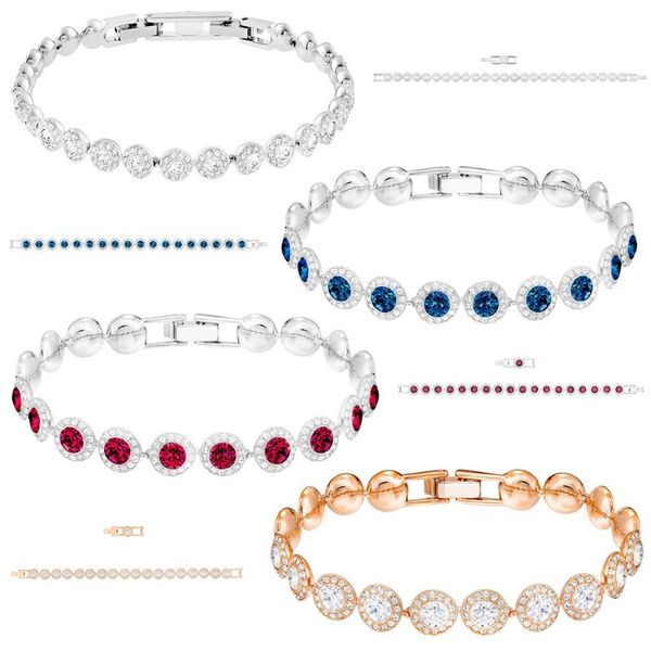 link, chain swa 2021 angelic bracelet shine blue red rose gold clear crystal original for mom girlfriend send romance jewelry gifts, Black
link, chain swa 2021 angelic bracelet shine blue red rose gold clear crystal original for mom girlfriend send romance jewelry gifts, Black