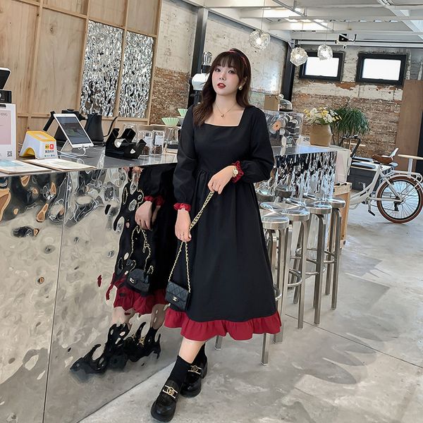 2021 new size large female clothes spring and autumn dressed in fat mm color contrast dress square collar simple temperament 297x, Black;gray
2021 new size large female clothes spring and autumn dressed in fat mm color contrast dress square collar simple temperament 297x, Black;gray