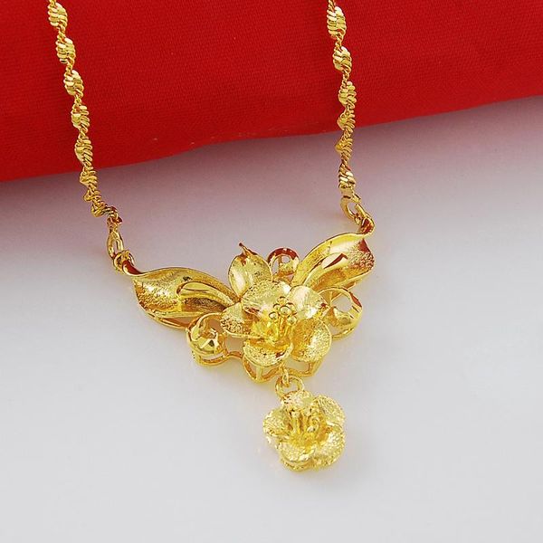 chains women luxury exquisite flower pendant necklace 24k gold plating water-wave chain yellow color necklaces for girls, Silver
chains women luxury exquisite flower pendant necklace 24k gold plating water-wave chain yellow color necklaces for girls, Silver
