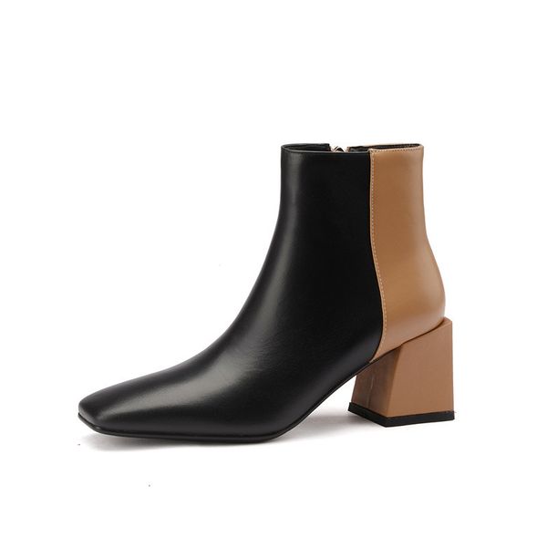 2021 new women's ladies genuine shoes thick heel toe colors mixed boots j65j, Black
2021 new women's ladies genuine shoes thick heel toe colors mixed boots j65j, Black