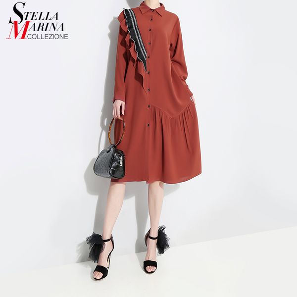 korean style women red autumn winter midi shirt dress ruffles long sleeve ladies elegant plus size loose dresses robe 4715 201125, Black;gray
korean style women red autumn winter midi shirt dress ruffles long sleeve ladies elegant plus size loose dresses robe 4715 201125, Black;gray